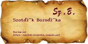 Szoták Bozsóka névjegykártya